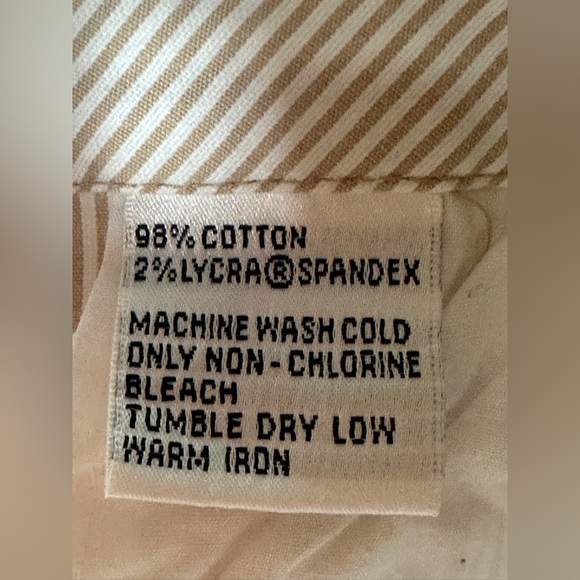 Talbots Woman’s Seersucker Size 14 Stretch Tan White Striped Pants - Picture 7 of 8